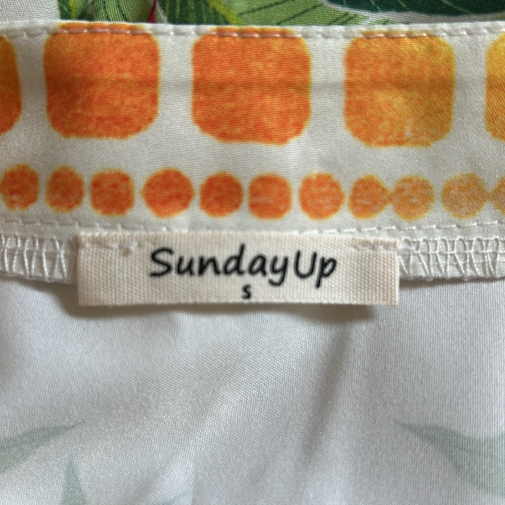 NWOT Sunday Up Yellow Green Dolce Vita Italy Lemon Printed Abstract Dress Small - Picture 8 of 9